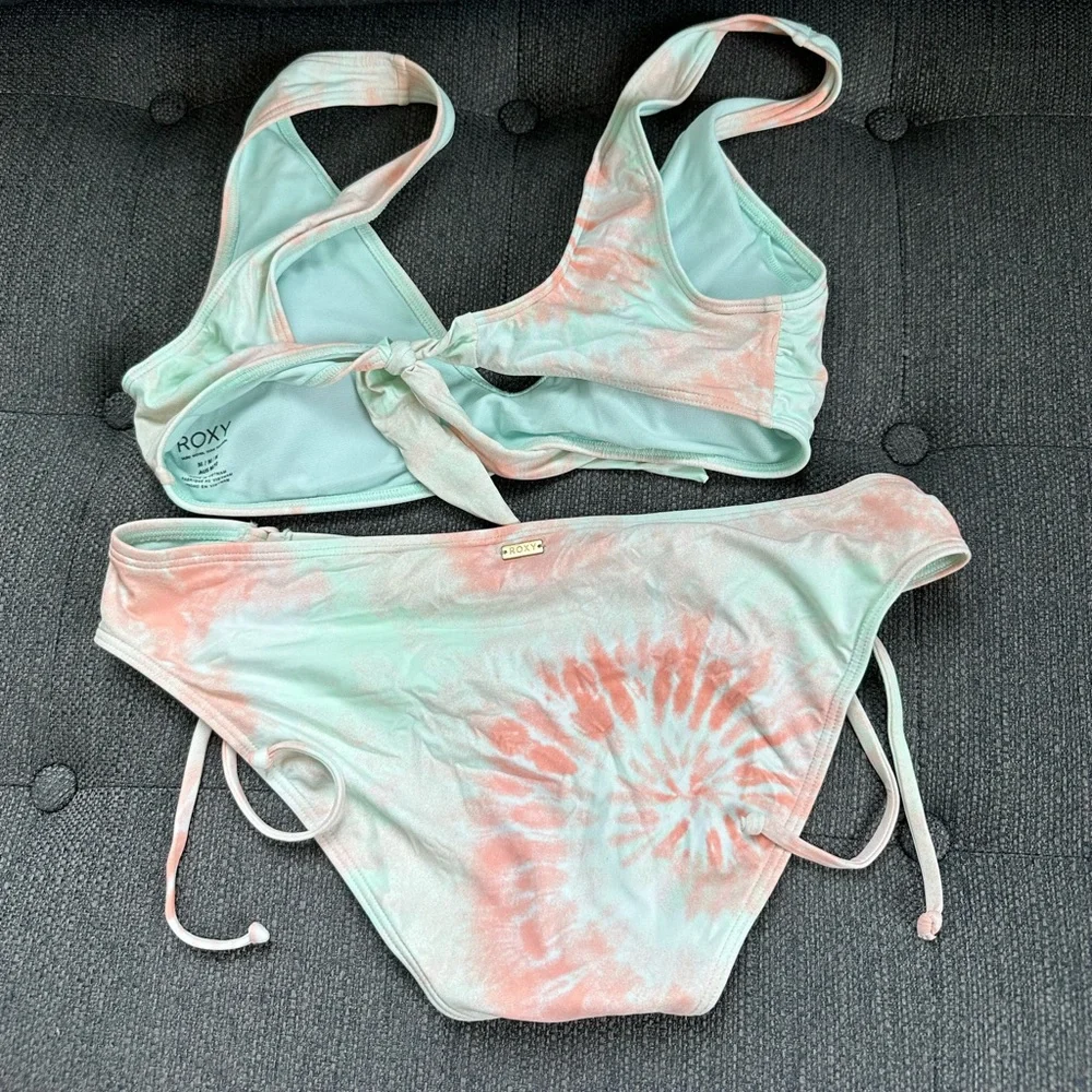 Roxy Tie-Dye Bikini in Mint and Coral - Picture 3 of 6